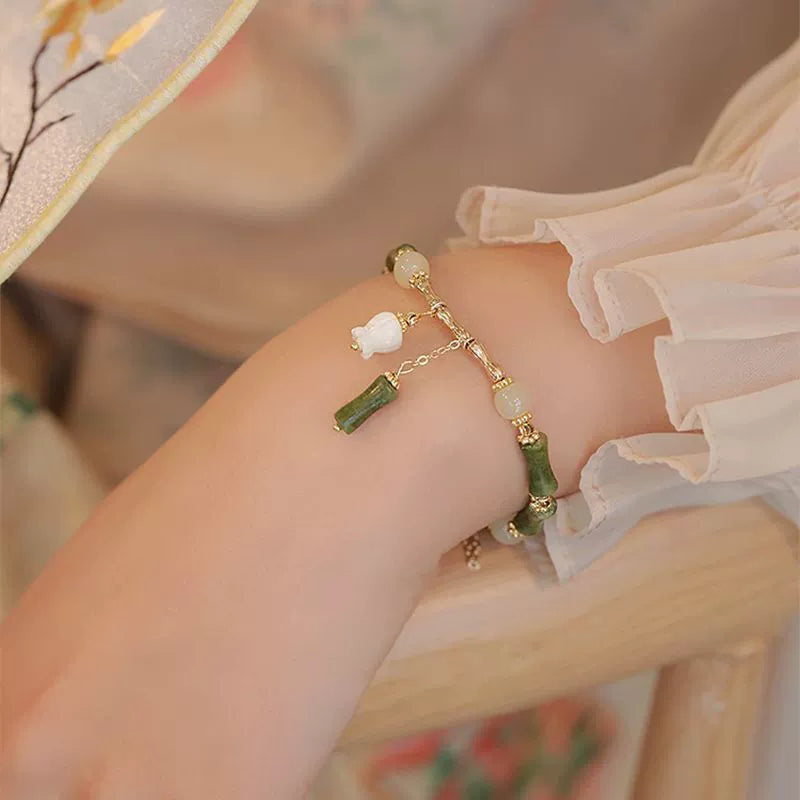 Elegant Handmade Bamboo & Suzuran Flower Bracelet