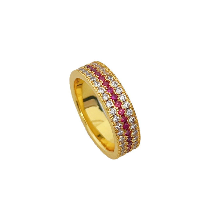 Vintage Drage Crystal Ring – French Retro Luxury with Ruby Accents